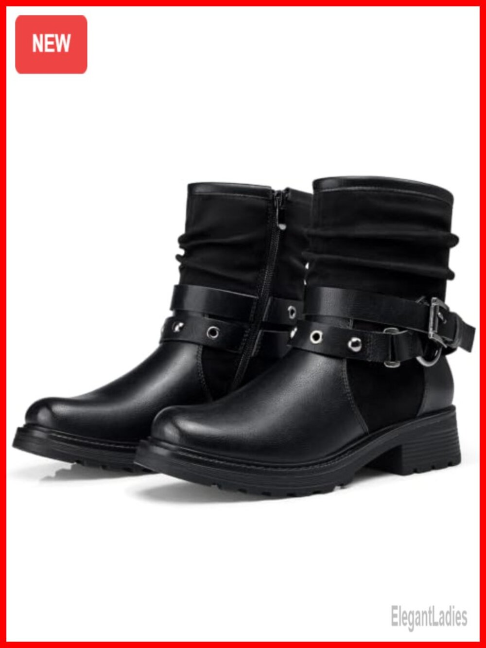 Comfortable Low Heel Slouch Ankle Booties with Side Zip and Cushioned Support